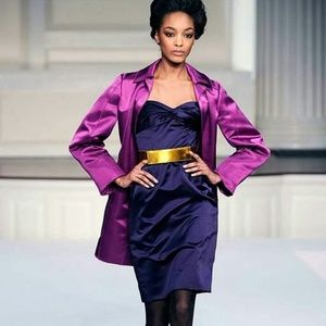 Oscar de la Renta Purple Strapless Silk Dress